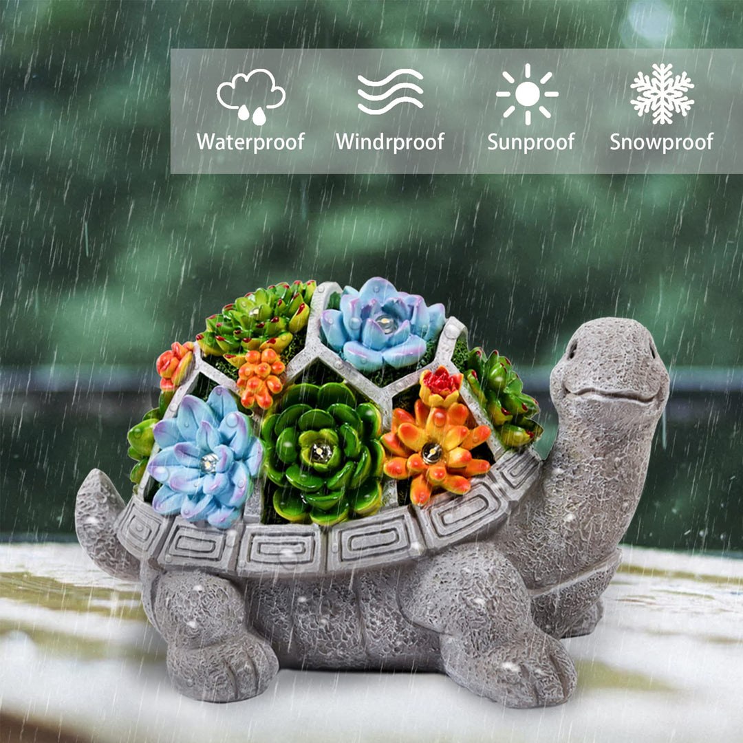 Garden Statues, Turtle Garden Decor Clearance Solar Statue with 7 LED Lights Outdoor Ornament for Outside, Turtle Garden Figurines Cute Decorations for Patio Yard Lawn Gifts