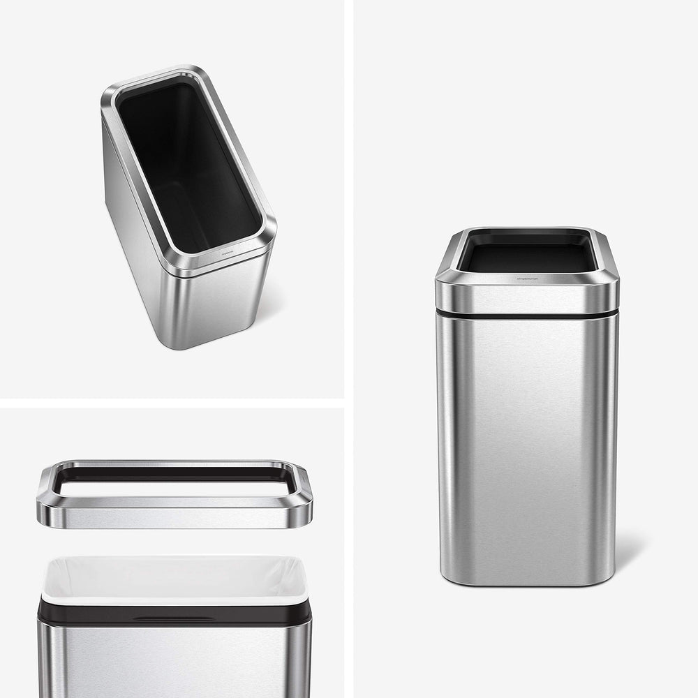 25 Liter / 6.6 Gallon Slim Open Top Small Trash Can, Commercial Grade Heavy Gauge Office Trash Can, Brushed Stainless Steel