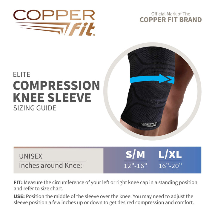 Elite Knee Compression Sleeve Knee Brace, Black (Large/X-Large 16-20) | One Knee Sleeve Included