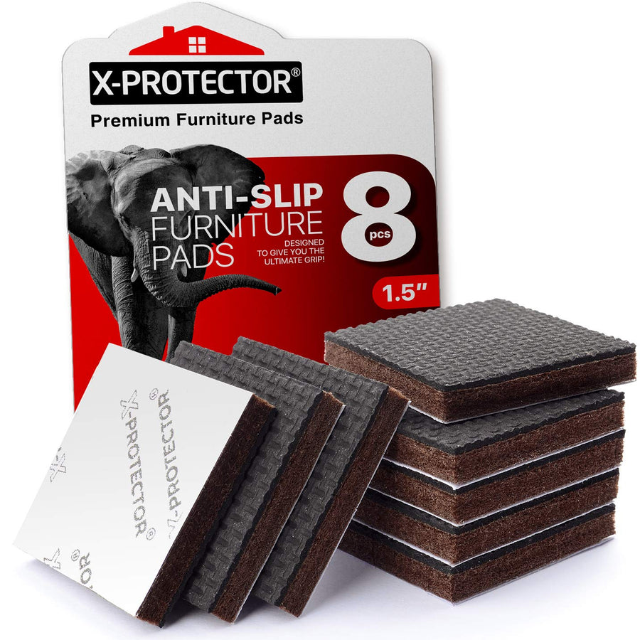 Non Slip Furniture Pads 8 pcs 1 1/2 - Premium Furniture Grippers! Self-Adhesive Rubber Feet Furniture Feet - Ideal Non Skid Furniture Pad Floor Protectors - Keep Furniture in Place!