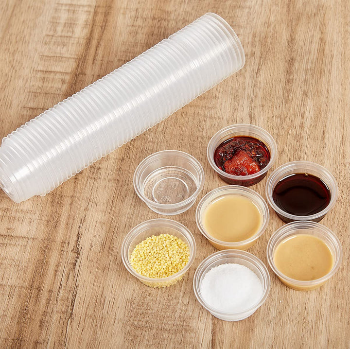 100 pcs Small Gecko Food and Water Cups Plastic Reptile Feeding Bowls Ledge Accessories for Crested Gecko Lizards Small Pets, 0.5 oz