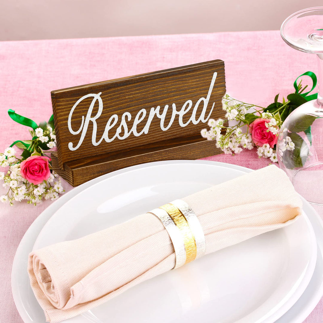 12 Pieces Wooden Table Reserved Signs Rustic Style Wood Sign Wedding Seating Signs for Wedding Restaurant Receptions Supplies