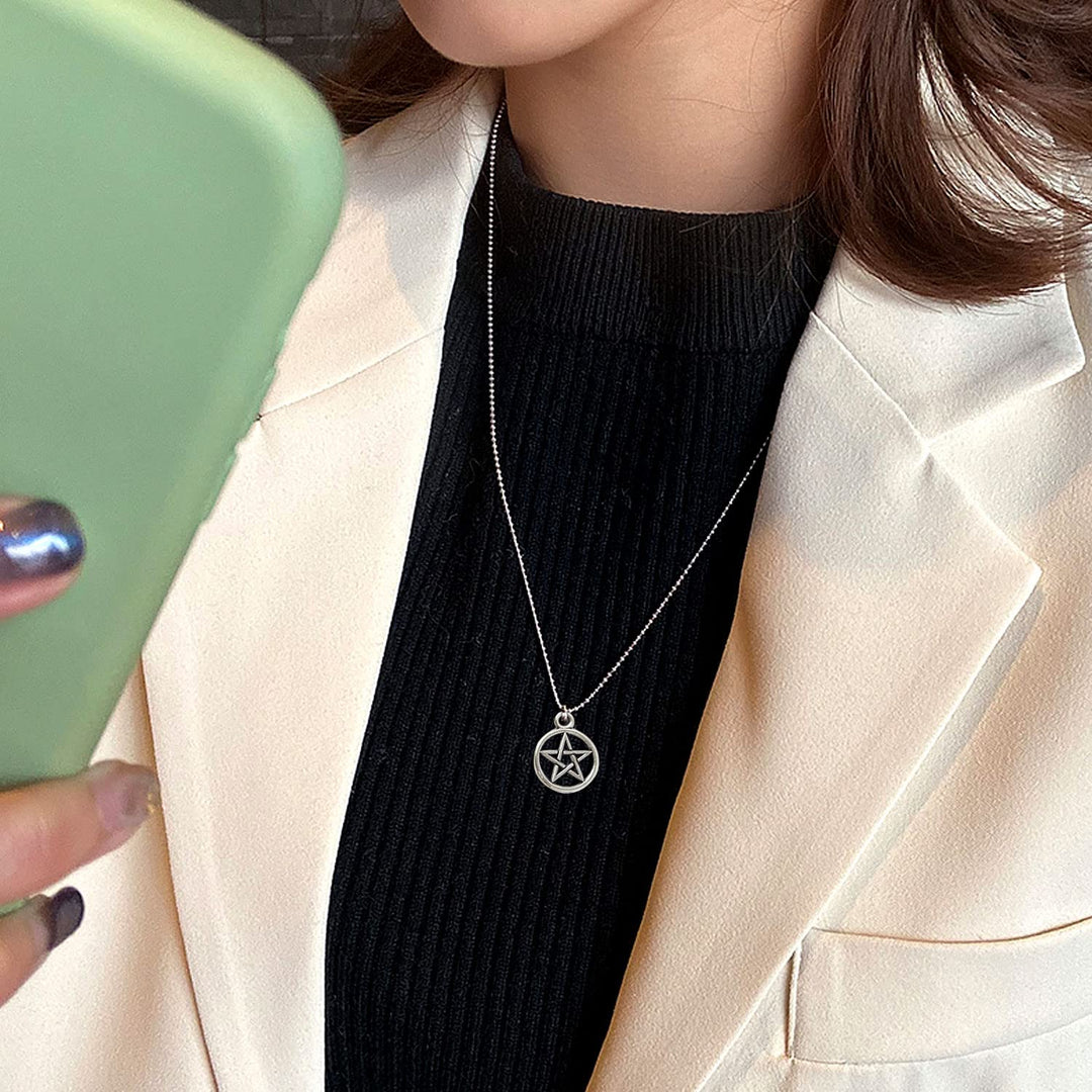 50PCS Alloy Pentagram Crescent Moon Charms Pentacle Star Charms Pendant Lucky Witch Pendants for Earring Necklace Bracelet Jewelry Making and Crafting (2 Style)