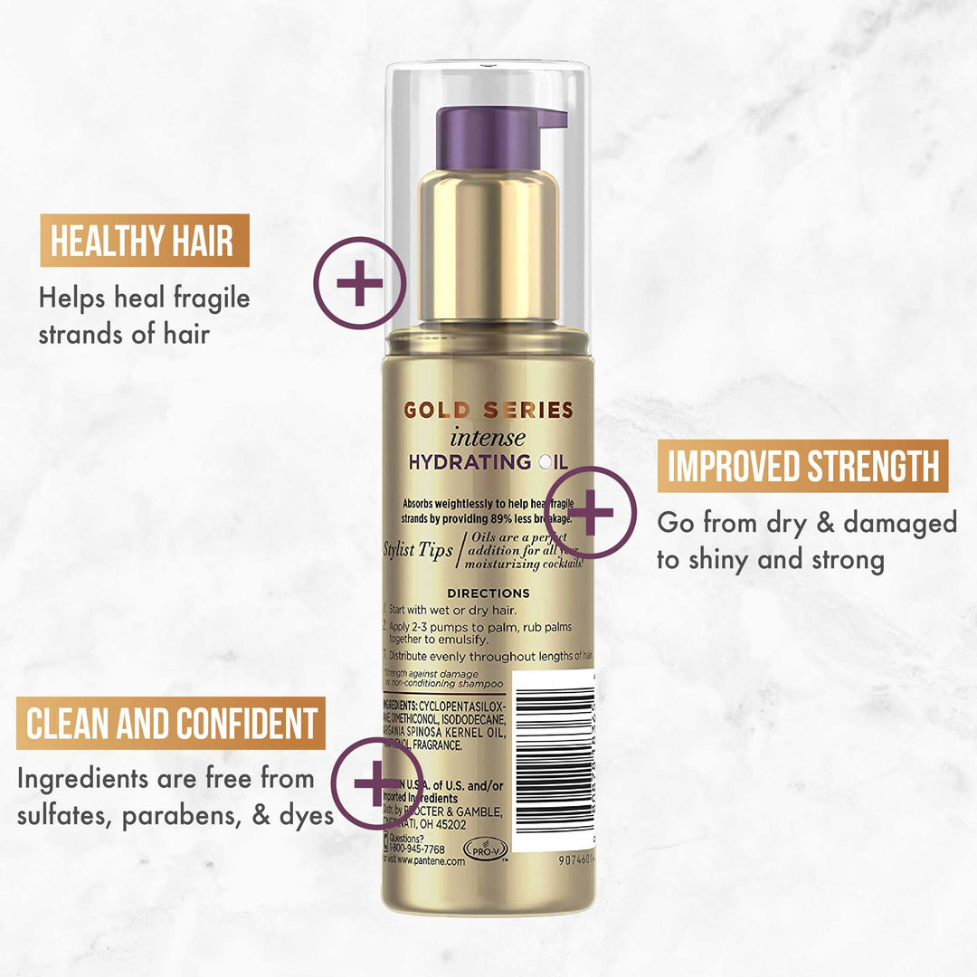 , Hair Oil Treatment, Sulfate Free, Intense Hydrating, Pro-V Gold Series, for Natural and Curly Textured Hair, 3.2 fl oz