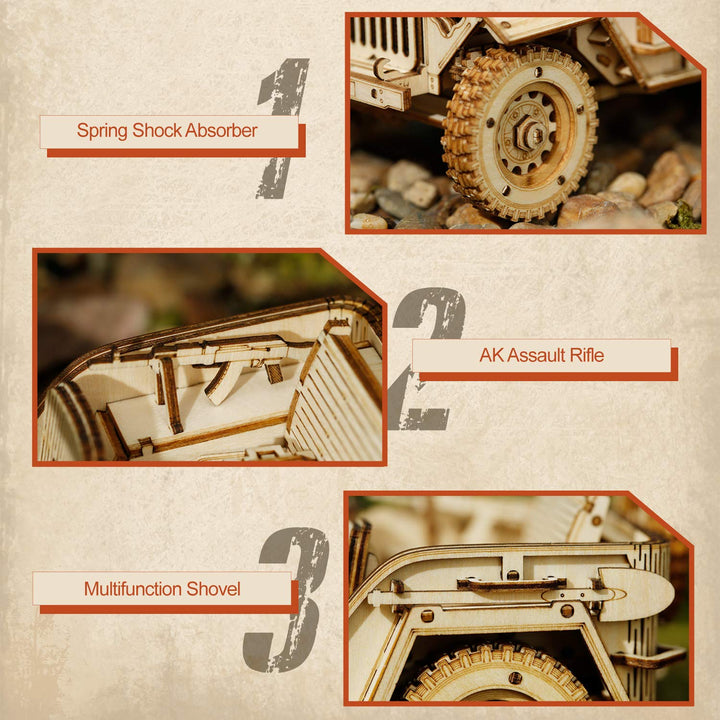 Model Car Kits Wooden 3D Puzzles Model Building Kits for Adults-Educational Brain Teaser Assembly Model for Adults to Build, Desk Decor/DIY Hobbies for Teens&Kids (Jeep Wrangler/7.5 * 4 * 3.5)