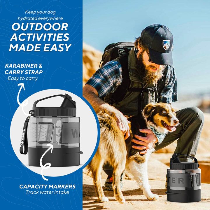 Pet Water Bottle,Dog Travel Water Bottle for Dogs,Upgraded 2 in 1 Drinking Cup Dispenser for Pets,with 2 Collapsible Bowls,Leakproof Foldable Food Bowl for Outdoor Travel Walking Hiking BPA Free