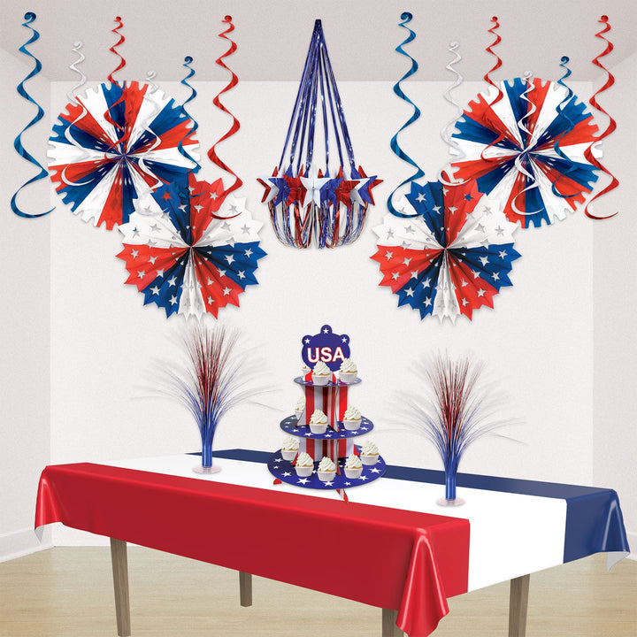 Patriotic Tablecover (red, White, Blue) Party Accessory (1 Count) (1/Pkg)