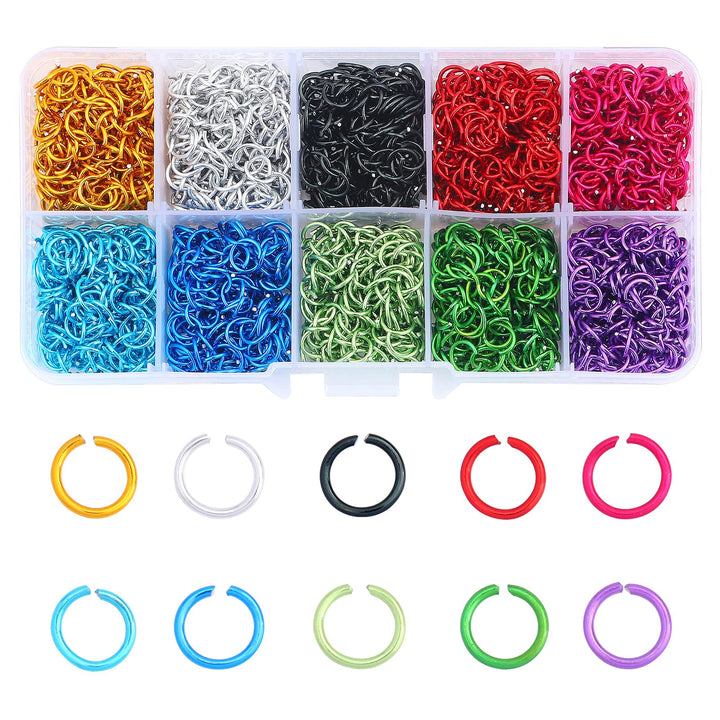 2250pcs Aluminum Jump Rings for Jewelry Making Chainmail Rings 6 mm 24 Gauge Soft Open Jump Rings Boxed Jumprings for DIY Necklaces Earring Bracelet Key Rings Crafts, 10 Colored Jump Rings