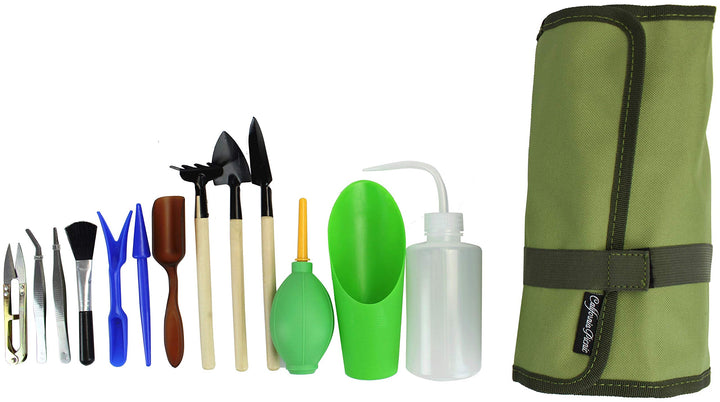 Succulent Kit Roll Organizer Gardening Tool Set | Terrarium Supplies Mini Succulent Garden Tool Kit | Heavy Duty Succulent Bonsai Planter Set Indoor Gardening | Fairy Zen Kit for Soil Fertilizer Seeds