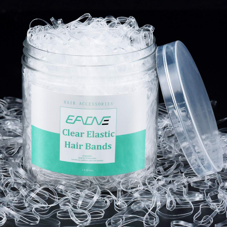 2500 Pieces Clear Hair Elastics Hair Bands Clear Rubber Bands with Free Box for Braiding and Ponytail