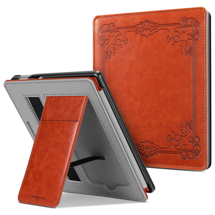 Stand Case for Kindle Oasis (10th/9th Generation, 2019/2017 Release) - Premium PU Leather Sleeve Cover with Card Slot and Hand Strap, Vintage Brown