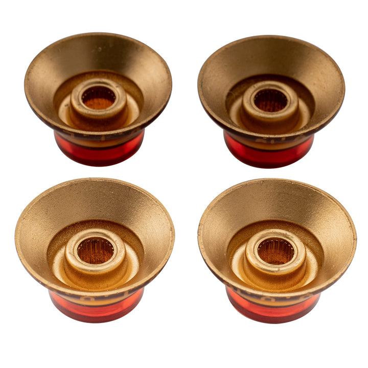 Pro Inch USA LP Guitar Top Hat Knobs Fine 24-Spline Bell Knobs for USA Les Paul CTS Pots Electric Guitar, Amber (Set of 4)