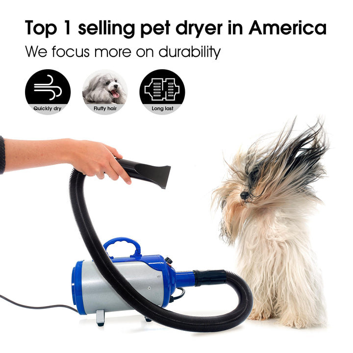 Groomer Partner Pet Hair Force Dryer Dog Grooming Blower with Heater (Blue)