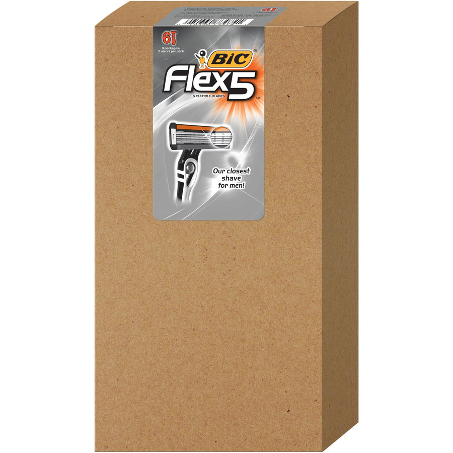 Flex 5 Disposable Razors for Men, Long-Lasting 5-Blade Razors For a Smooth and Comfortable Face Razor Shave, Shaving Razors, 6 Count (Pack of 1)