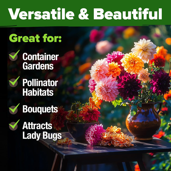 Zinnia Dahlia Seeds Pack for 2025 – 524 - Flower Seeds | Vibrant Zinnia Elegans for Pollinator Gardens, Borders & Containers | Easy-to-Grow Outdoor Blooms
