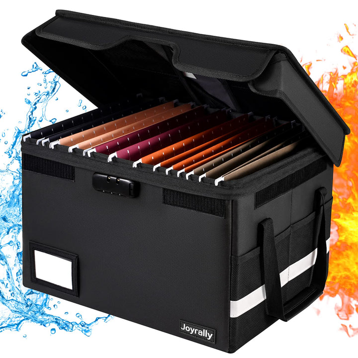 File Box with Lock,File Folder Organizer Fireproof Document Organizer Anti-Static Box,Collapsible Fireproof Document Box Filing Box with Handle,Home Office Safe Box for Hanging Letter/Legal Folder