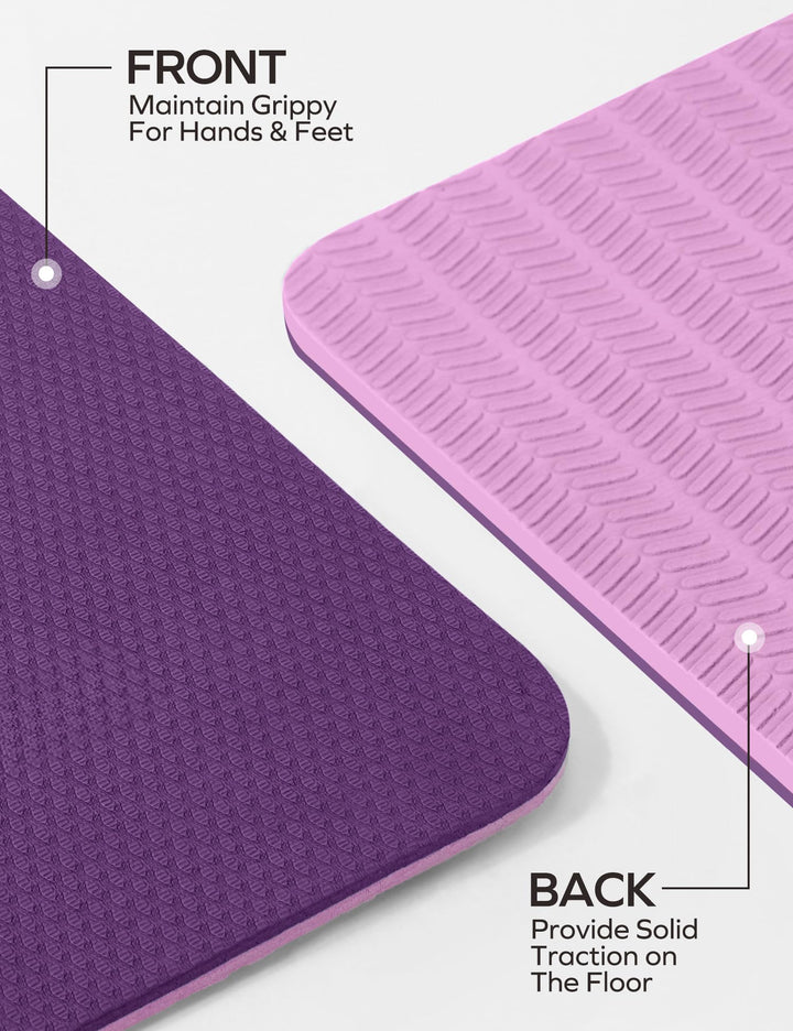 Eco Friendly Yoga Mat Thick TPE Yoga Mat Non Slip Yoga Mats Anti-tear Exercise Workout Mat for Women Men Kids Yoga, Pilates and Fitness