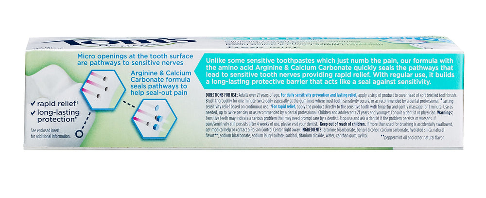 , Natural Rapid Relief Sensitive Toothpaste, Natural Toothpaste, Sensitive Toothpaste, Fresh Mint, 4 Ounce, (Pack of 2)