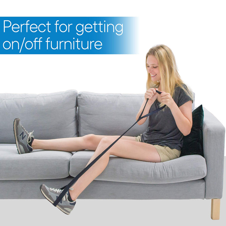 42 Inch Long Leg Lifter - Durable & Rigid Hand Strap & Foot Loop - Ideal Mobility Tool for Wheelchair, Hip & Knee Replacement, Bed or Car (42 Inch Long)