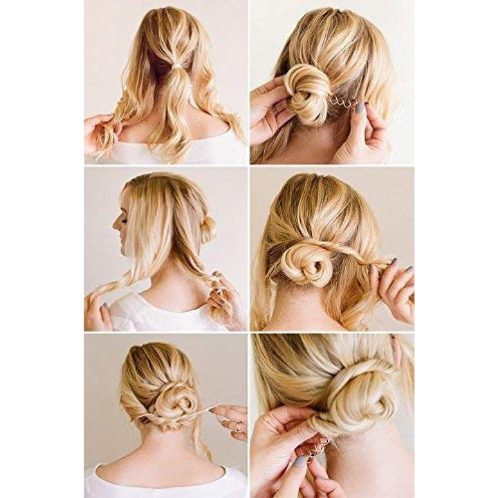 Hawwwy Spiral Spin Pins - 4 Pack Premium Brown Spin Pins | Easy & Fast Non-Scratch Alloy Bun Maker Hair Pins for Buns Women Kids | Messy Bun Bobby Pins Brown Hair Accessories