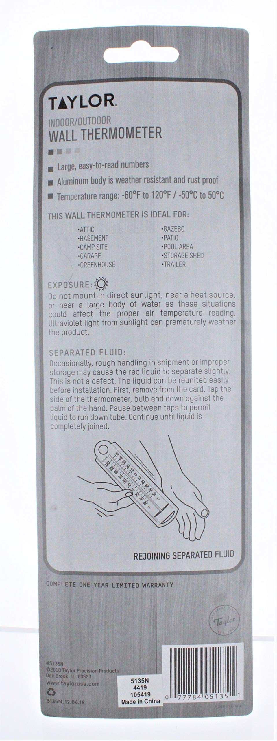 Indoor-Outdoor Aluminum Wall Thermometer , White