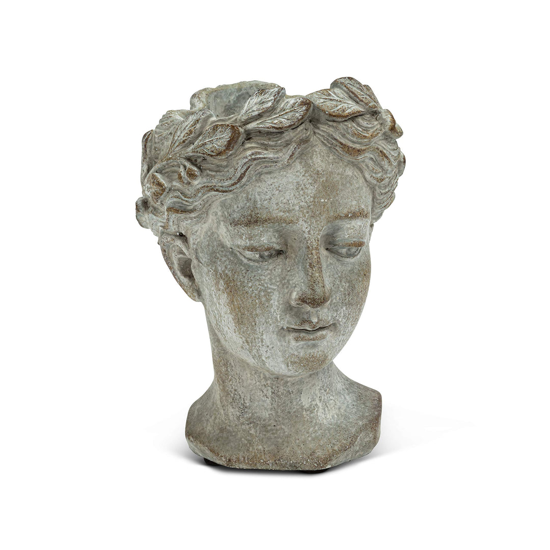 Goddess Head Planter - Extra Small Cement Indoor and Outdoor Planter Pot - Grecian Woman Statue Head Planter for Flowers and Succulents (Grey, 2.75 Opening)