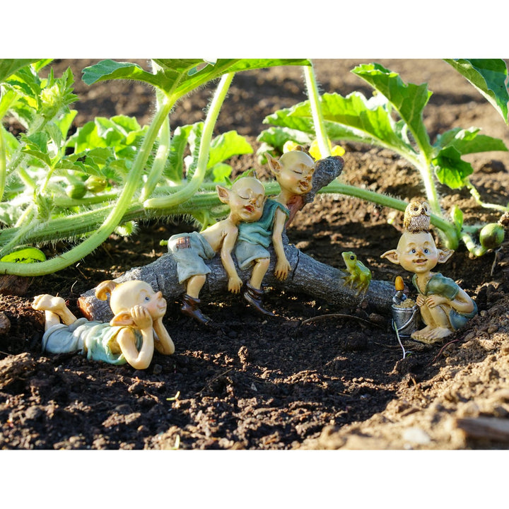 Miniature Fairy & Terrarium Garden Pixie in Thought Statue, Small, Blue, Grey, White Flesh