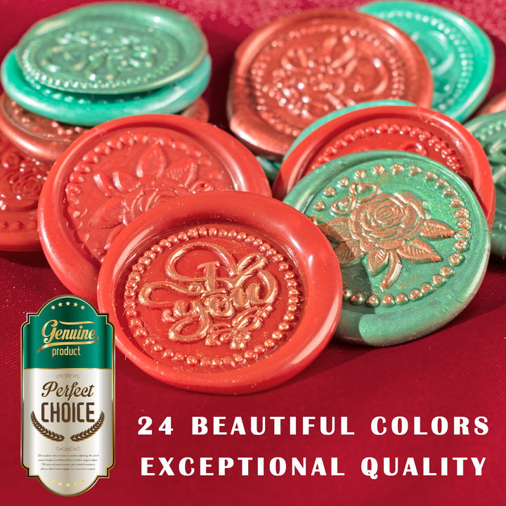 Wax Seal Kit, 720 Pcs Sealing Wax Beads, 2 Pcs Wax Seal Stamps,Seal Wax Warmer and Spoon,Sealing Wax Kit for Invitation and Decoration