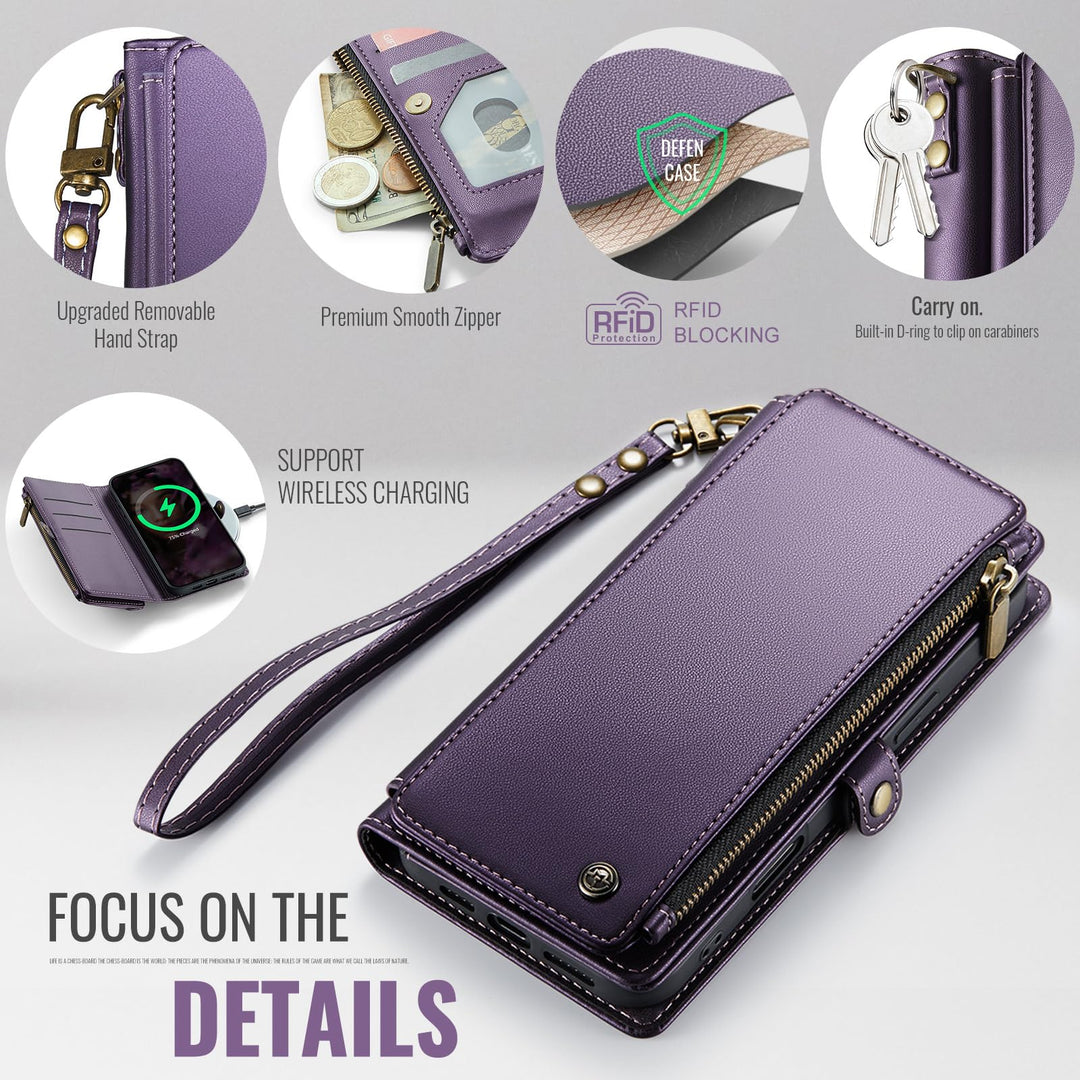 Compatible with iPhone 13 Pro Max Case Wallet with Card Holder for Women Men, PU Leather Magnetic Snap Flip Zipper Strap Phone Case Fit for iPhone 13 Pro Max, Fashion Black