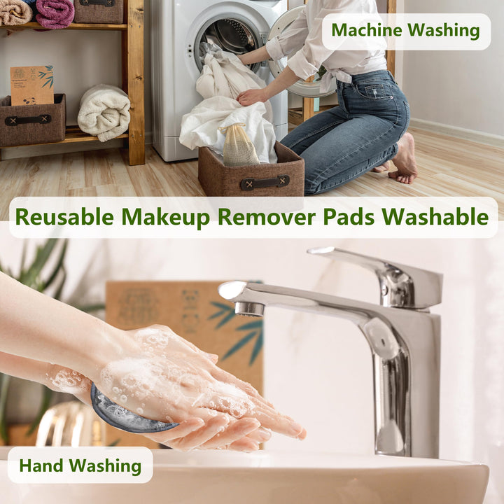 Reusable Makeup Removal Pads -20 Pack with Laundry Bag - Soft Black Reusable Cotton Makeup Remover Pads for Face Pads - Washable Bamboo Cotton Rounds - Cotton Pads - Reusable Face Rounds