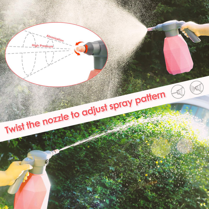 0.5 Gallon Electric Spray Bottle Plant Mister for Indoor/Outdoor Plants, 2L Automatic Watering Can Rechargeable Battery Powered Sprayer with Adjustable Spout for Garden, Fertilizing, Cleaning