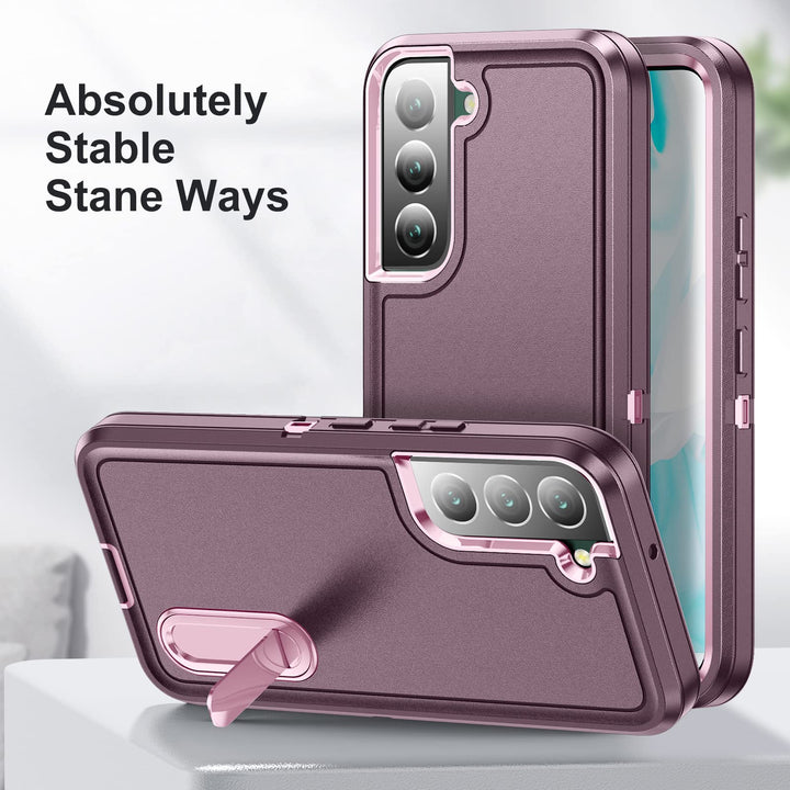 for Samsung Galaxy S22 Case for Samsung S22 Phone Case with Built in Kickstand,Shockproof/Dustproof/Drop Proof Military Grade Protective Cover for Galaxy S22 5G 6.1(Night Purple/Baby Pink)