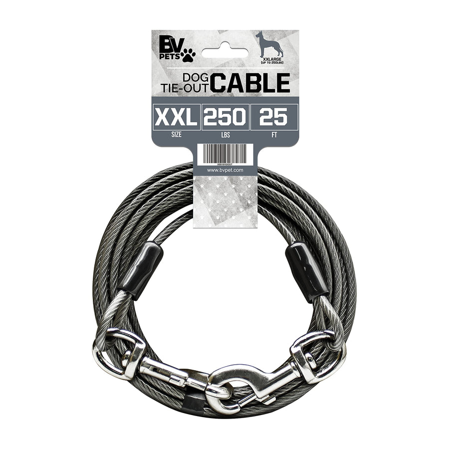 Pet Super Heavy XXL Tie Out Cable for Dogs up to 250 Pound, 25 Feet