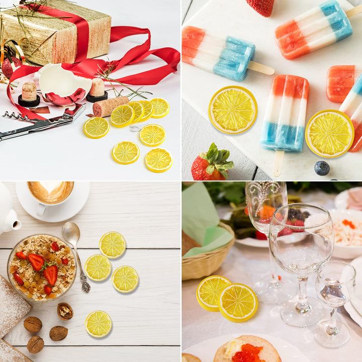 20pcs Mini Simulation Fruit Lemon Slices,Fake Artificial Plastic Fruit Model Decorative Wedding Ornament Festival Decoration,Photography Props,Basket Display Filler Fruit (Yellow)