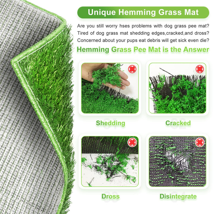Dog Grass Pad with Tray Large, Puppy Turf Potty Reusable Training Pads with Pee Baffle, Artificial Grass Patch for Indoor and Outdoor Use, Ideal for Small and Medium Dogs (30×20)