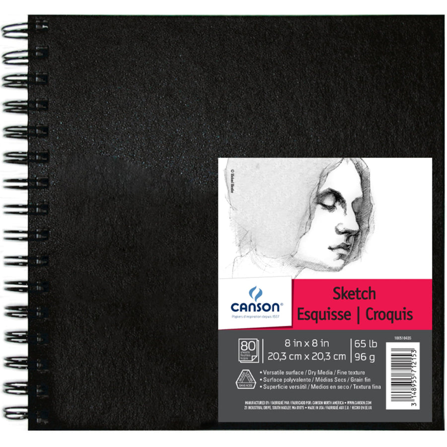 Artist Series Sketchbook, Wirebound Journal, 8x8 inches, 160 Pages (65lb/96g) - Artist Paper for Adults and Students - Graphite, Charcoal, Pencil, Colored Pencil