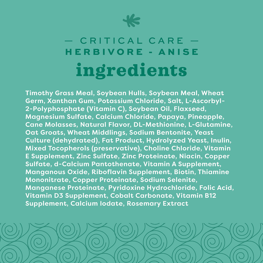 Critical Care Herbivore, Emergency Guinea Pig Food, Rabbit Food for Recovery, Natural Anise Flavor, Veterinary Formula, Critical Care for Guinea Pig Emergency Kit, 454 gram bag