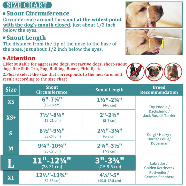 Dog Muzzle, Patented Mesh Muzzles for Small Medium Large Dogs, Soft Covered Mouth Guard with Adjustable Straps, Prevent Biting Chewing and Licking
