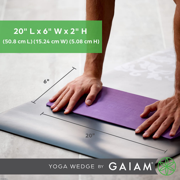 Yoga Block Wedge - Lightweight EVA Foam - Yoga Wedge for Wrist and Lower Back Support - Slant Board for Comfortable Yoga Poses and Angles, (20 L x 6 W x 2 H), Deep Purple