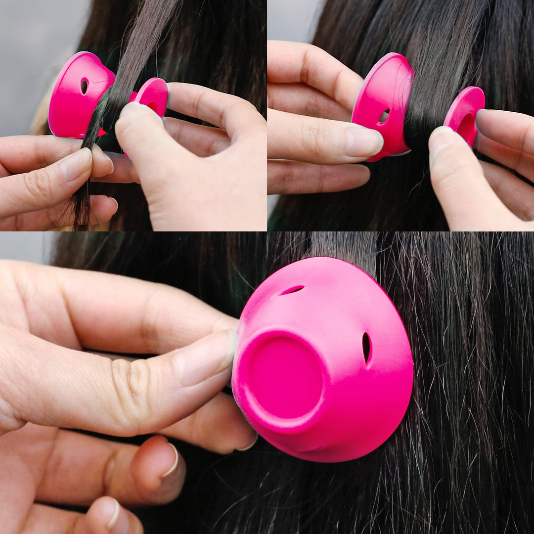 40 Pcs Pink Magic Hair Rollers, 20 Pcs Large and 20 Pcs Small Silicone Curlers