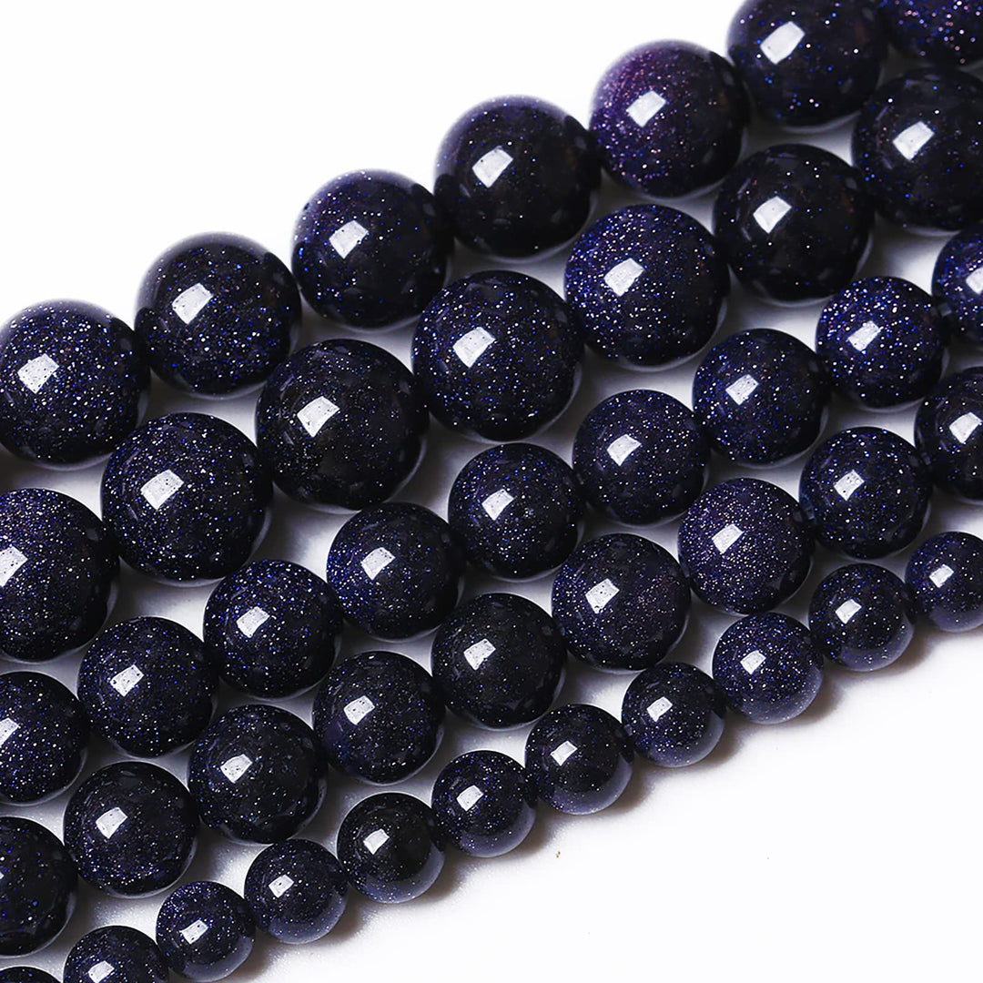 60PCS 6mm Starry Blue Sandstone Gemstone Beads Beads Natural Stone Round Loose Beads for Jewelry Making DIY Bracelet Necklace 15 Inch