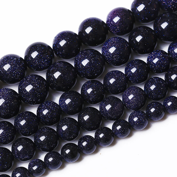 60PCS 6mm Starry Blue Sandstone Gemstone Beads Beads Natural Stone Round Loose Beads for Jewelry Making DIY Bracelet Necklace 15 Inch