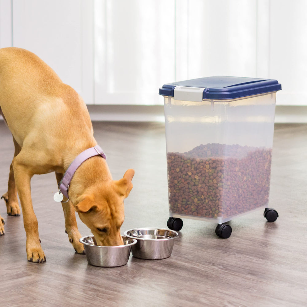 USA Airtight Dog Food Storage Container, Up to 30 lbs, Attachable Wheels, for Dog Cat Bird and other Pet Food Storage Bin, Keep Fresh, Easy Mobility, BPA Free, Navy