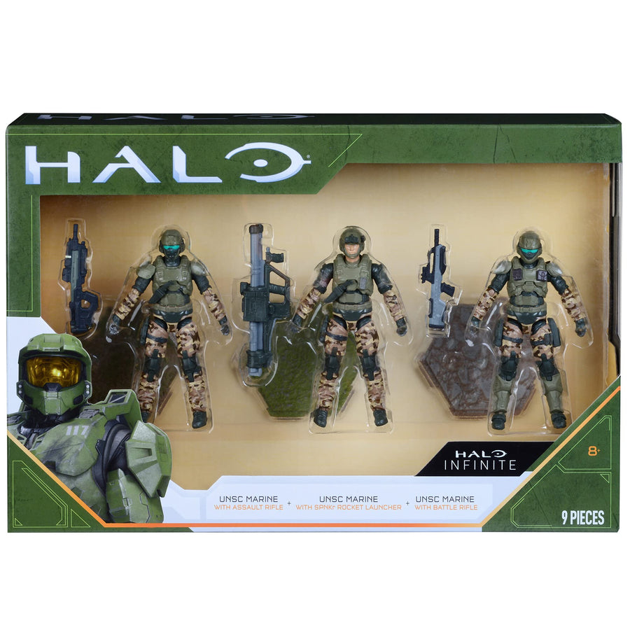4” 3 Figure Pack Assortment - UNSC Marines with Weapons Fans - Build Your Universe - Amazon Exclusive