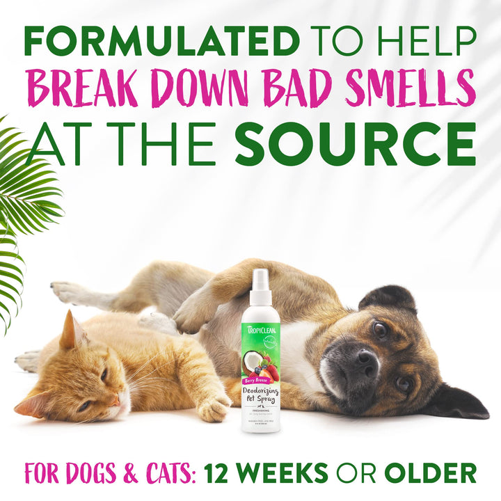 Dog Perfume, Long Lasting Berry Cologne, Deodorizing Spray for Smelly Dogs, After Bath Detangling Spray with Vitamin E, Safe for Cats, 8oz.