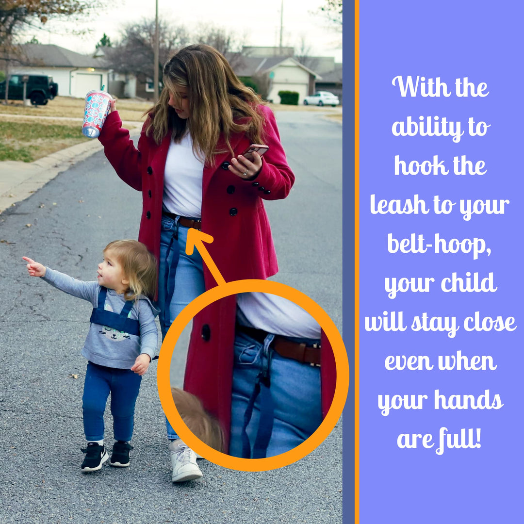 Toddler Leash & Harness for Child Safety - Keep Kids & Babies Close - Padded Shoulder Straps for Children's Comfort - Fits Toddlers w/ Chest Size 14-25.5 Inches - Kid Keeper by Mommy's Helper (Blue)