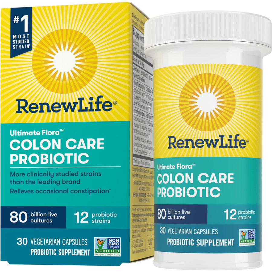 Probiotic Colon Care Probiotic Capsules, Daily Supplement Offers Colon Support, L. Rhamnosus GG, Dairy, Soy and gluten-free, 80 Billion CFU, 30 Count