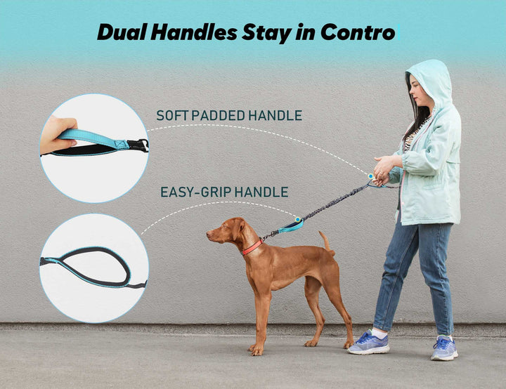 Hands Free Dog Leash, Double Dog Leash, Waist Dog Running Leash for Comfortable Walking Jogging Training Hiking, Long Padded No Tangle 360° Swivel Clasp Adjustable Dual Dog Lead Leashes