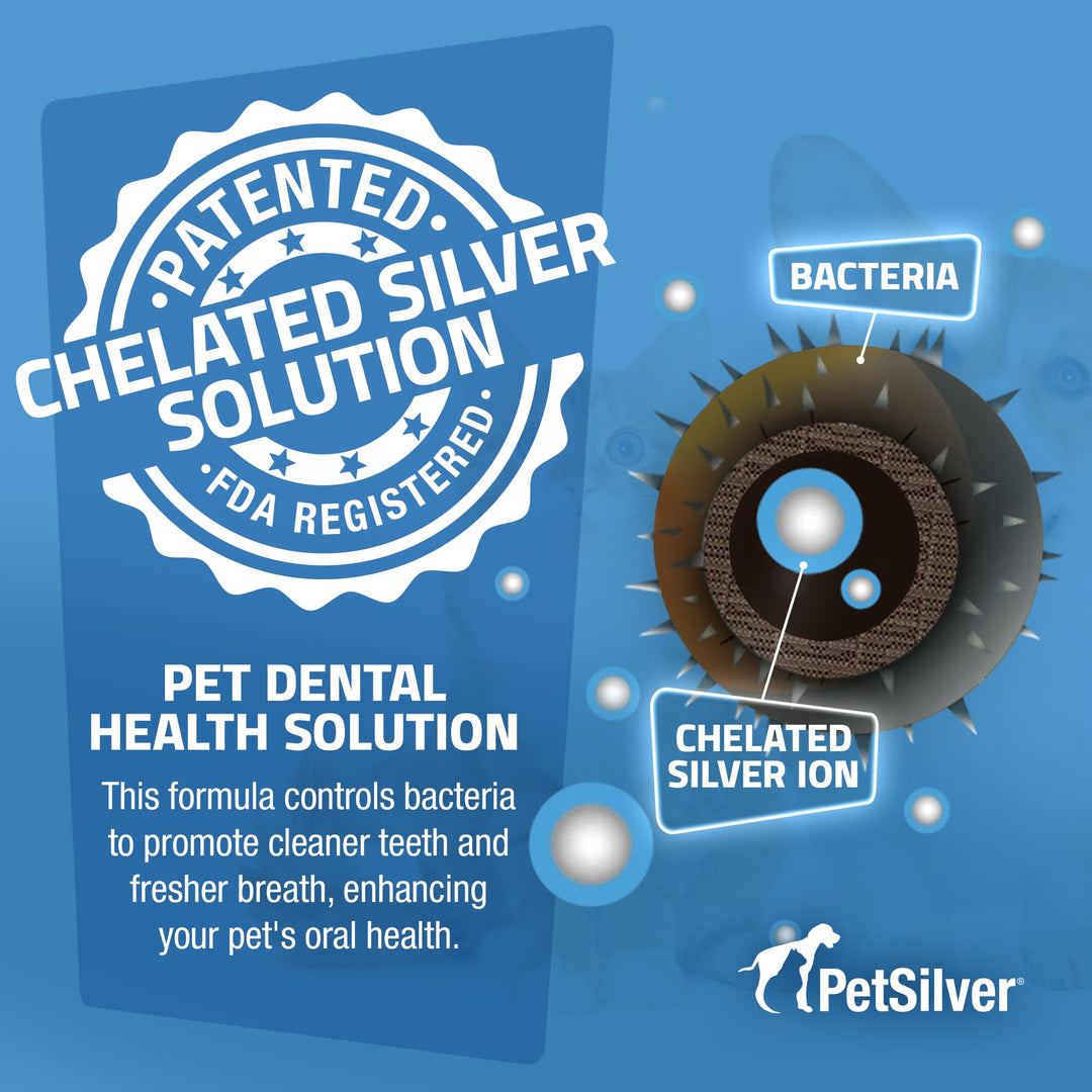 Teeth & Gum Spray - Dog Dental & Teeth Cleaning Spray for Plaque & Tartar Build-Up Reduction - Natural Breath Freshener for Dogs and Cats - Patented Chelated Silver - Made in The USA - 4 oz