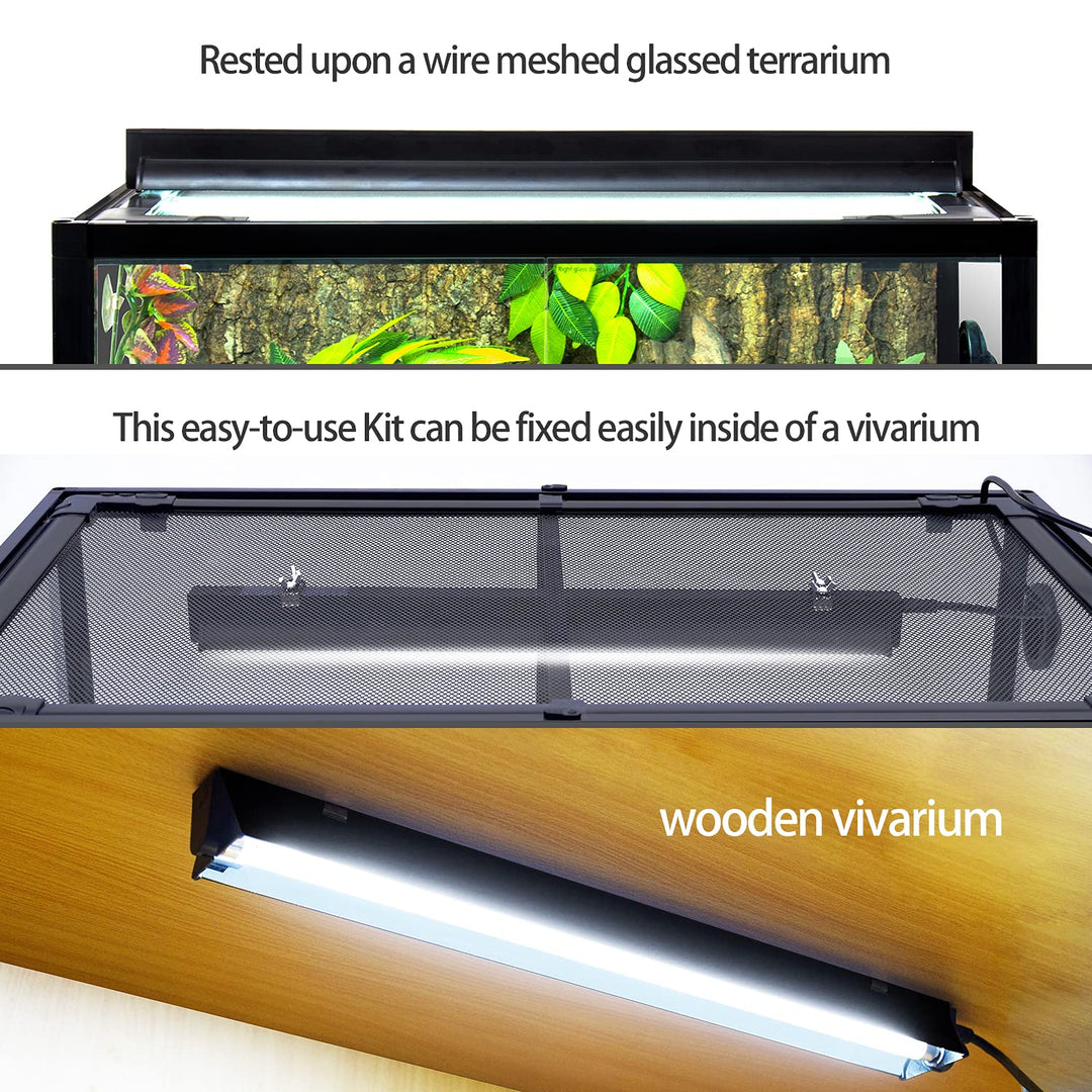T5 HO UVB Lighting Combo Kit, Terrarium Hood Comes with Desert 10.0 UVB T5 Lamp (24W)